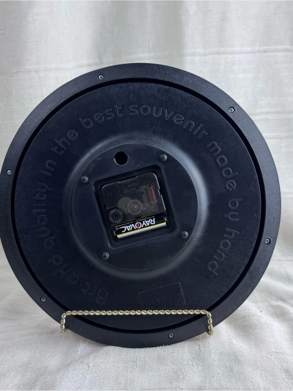VTG Peruvian Nazca Lines Geoglyphs Leather Nazca Motif Clock